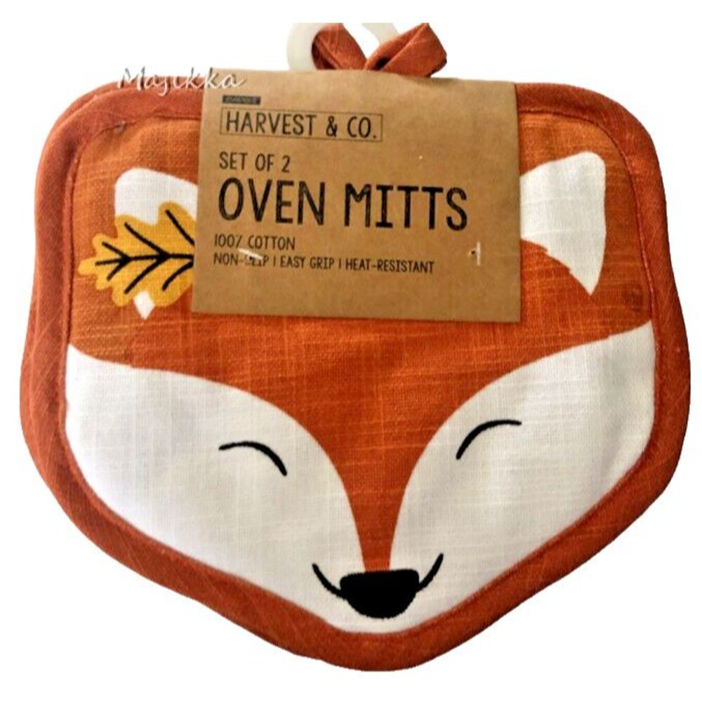 Woodland Fox Potholders Set of 2 Orange Cotton Autumn Thanksgiving Fall Envogue
